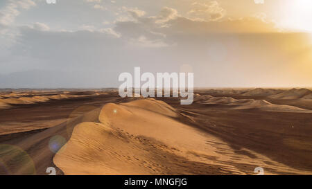 Sand dunes at Dasht-e-Lut, a large salt desert located in the provinces of Kerman, Sistan and Baluchestan, Iran. Stock Photo