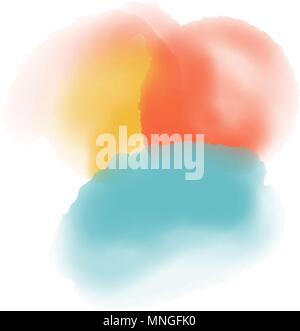 Artistic yellow red and blue watercolor background, abstract vector painting Stock Vector