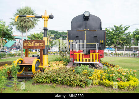 a lokomotive at the railway station of thai railway train in the city Khorat or Nakhon Ratchasima in Isan in Noertheast Thailand.  Thailand, Khorat, N Stock Photo