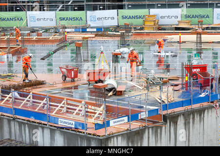Trondheim, Norway - October 16, 2017: The Skanska and Entra construction site for the energy-positive office building Powerhouse Brattorkaia, located  Stock Photo