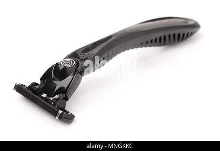 Black plastic shaving razor isolated on a white Stock Photo