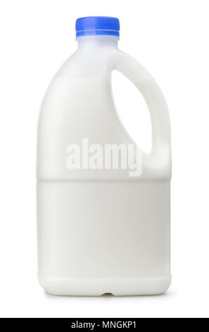 Side view of milk plastic bottle isolated on white Stock Photo