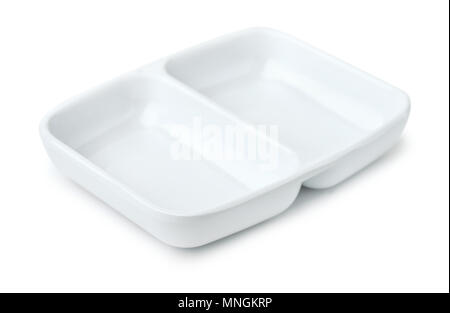 Porcelain twin sauce dipping dish isolated on white Stock Photo