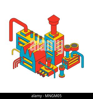 Plant industrial Isometric. Factory isolated pop art style. Vector illustration Stock Vector