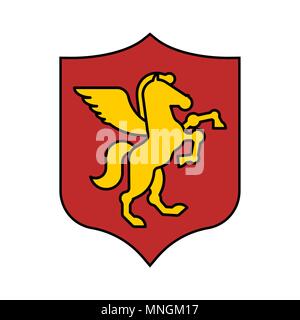 Pegasus Shield heraldic symbol. Sign Animal for coat of arms. Royal Horse Vector illustration Stock Vector