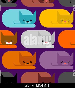 Cat sleeps pattern seamless. Sleeping pet ornament. Vector illustration Stock Vector