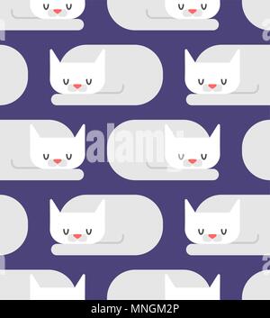 Cat sleeps pattern seamless. Sleeping pet ornament. Vector illustration Stock Vector