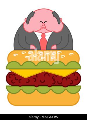 Boss burger. Thick Fat Director. Office leader Hamburger Vector illustration Stock Vector