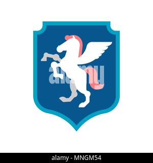 Pegasus Shield heraldic symbol. Sign Animal for coat of arms. Royal Horse Vector illustration Stock Vector