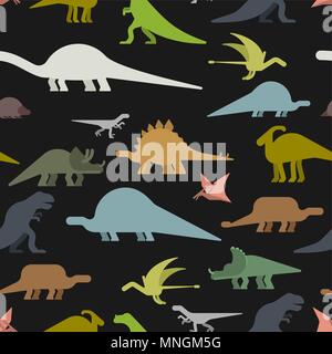Dinosaurs seamless pattern. Dino texture. Prehistoric monster lizard background. Ancient animal cartoon style. Childrens cloth ornament. Vector illust Stock Vector