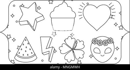 banner with cupcakes and watermelon pattern over white background, vector illustration Stock Vector