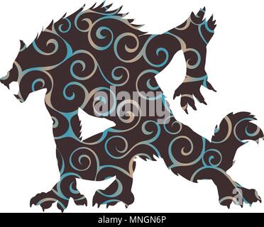 Werewolf pattern silhouette ancient mythology fantasy Stock Vector