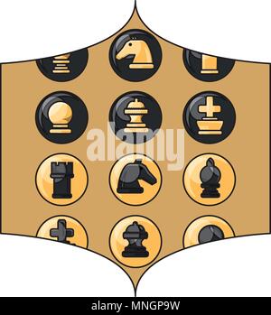 decorative frame with chess pieces design over white background, vector ...