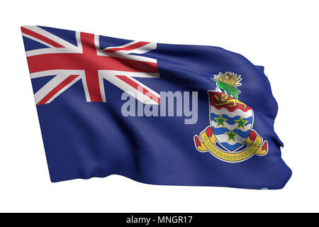 3d rendering of Cayman Islands flag waving on white background Stock Photo