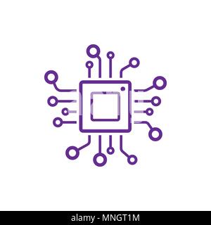 Cpu icon, vector cpu processor technology, electronic microchip. EPS 10 Stock Vector