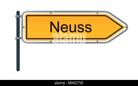 Neuss city yellow German street sign illustration isolated on white background Stock Vector