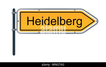 Heidelberg city yellow German street sign illustration isolated on white background Stock Vector