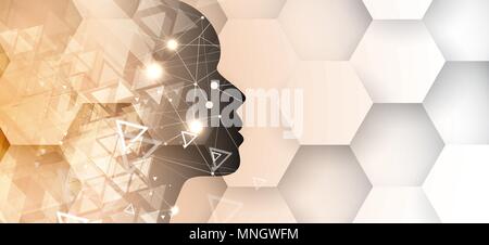 Abstract Artificial intelligence. Technology web background. Virtual concept Stock Vector