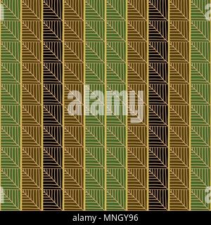 Traditional African Ornamental Pattern. Stylized Seamless texture with triangles or Tree Leaves. Green and brown African Pattern for decoration or bac Stock Vector