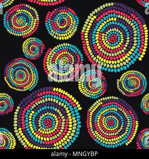 Hand drawn Traditional  African Ornamen. Stylized texture with arcs and circles. Plain colorful  background for decoration or backdrop. Stock Vector