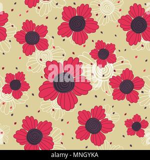 Simple floral illustration with fantastic swirl flowers. Simple floral background for decoration or backdrop. Stock Vector