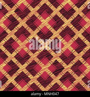 Fabric with scratch lines. Abstract Seamless Pattern. Surface texture. Grungy tartan. Brush strokes. Pattern fills. Abstract backdrop. Simple checkere Stock Vector