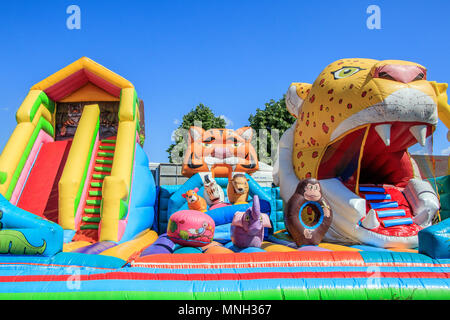 inflatable trampoline to entertain children bulgaria varna 16.05.2018 Stock Photo