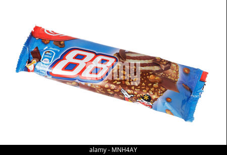 Stockholm, Sweden - December 22, 2017: A package of the ice cream bar 88 sold by the Swedish brand GB Glace owned by Unlever. Stock Photo