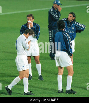 Football:  Feyenoord Stadion in Rotterdam, Netherlands 02/07/2000 UEFA Euro 2000 tournament , Final:   France vs. Italy 2:1 --- frustrated Italians Stock Photo