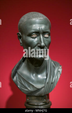 Berlin. Germany. Portrait bust of Julius Caesar, aka the Berlin Green Caesar, Greywacke from Egypt 1-50 AD, Altes Museum.  Inv. Sk 342 Stock Photo