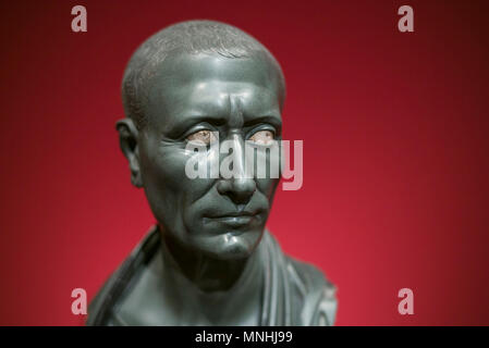 Berlin. Germany. Portrait bust of Julius Caesar, aka the Berlin Green Caesar, Greywacke from Egypt 1-50 AD, Altes Museum.  Inv. Sk 342 Stock Photo