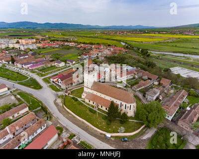 Feldioara city and fortified church near Brasov, Transilvania, Romania Stock Photo