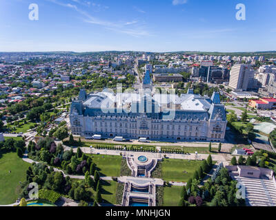 Aerial view of Iasi Culture Palace in Moldova, Romania Stock Photo