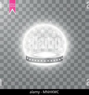 Abstract Shining Podium Background with Spotlights. White Glittering Scene. You Win Luxury, Success and Treasure Design. Game, Fashion and Gambling Space. Vector illustration Stock Vector
