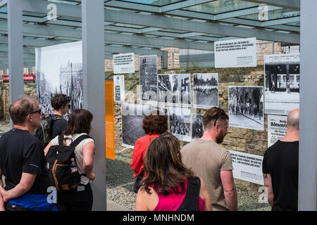 Berlin, Germany - may, 2018: People at the Topography of Terror (German: Topographie des Terrors) outdoor  exhibition  at the Berlin Wall Stock Photo