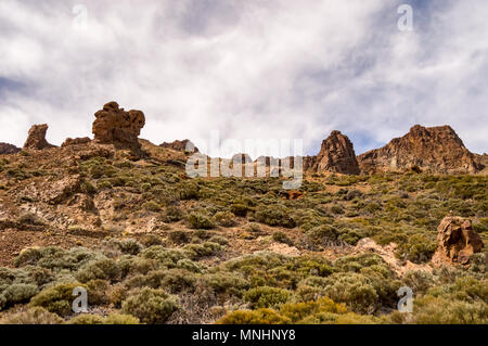 View of the Green Rocks of Los Azulejos in the Teide Park in Tenerife, Spain Stock Photo