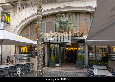 Porto, Portugal - January 14, 2018: Famous McDonald's Imperial restaurant is an historical cafe in Porto, Portugal Stock Photo