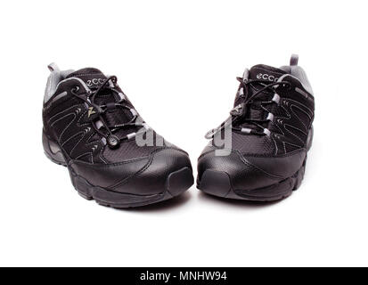 A pair of Men's Ultra Terrain shoes from Ecco intended for outdoor use. Stock Photo