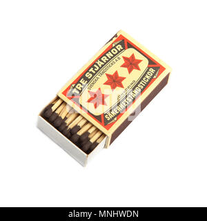 Stockholm, Sweden - December 9, 2012: An old Swedish matchbox from Swedish Tändsticks AB in Jönköping. Three stars, safety matches. Stock Photo