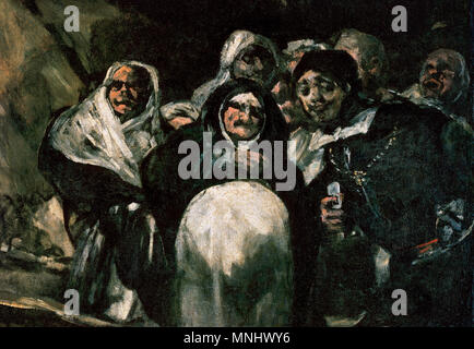 Francisco de Goya y Lucientes (1746-1828).  Spanish painter. Pilgrimage to the Fountain of San Isidro or The Holy Office, 1820-1823. Detail. Size: 127 x 266 cm. Oil on plaster wall transferred to canvas. Prado Museum. Madrid, Spain. Stock Photo