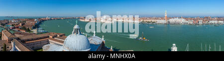 Beautiful panorama of Venice seen from the bell tower of Cathedral San Giorgio Maggiore, Italy Stock Photo