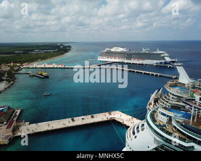 Cruise ships at Cozumel Port Stock Photo