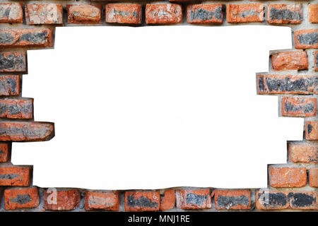 Frame of old bricks on white background Stock Photo
