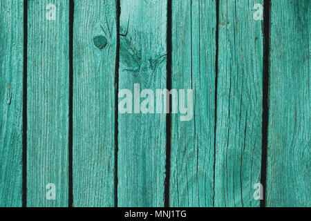Texture of old boards painted in green color Stock Photo