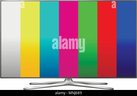 Vector illustration of modern LCD TV with painting test image. Stock Vector
