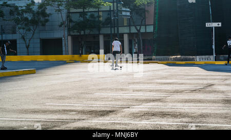 Bonifacio Global City, Taguig City, April 2, 2015: Skateboarders at Bonifacio Global City Stock Photo