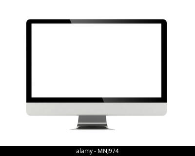 Computer monitor screen with empty display for mock up isolated on white background Stock Photo