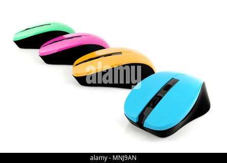 Colorful wireless mouses isolated on white background Stock Photo