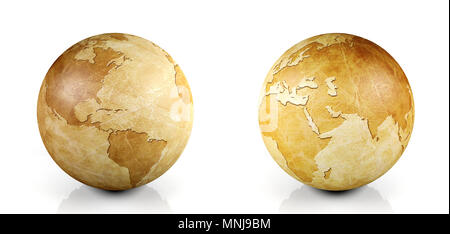 Vintage globe isolated on white background, 3D rendering Stock Photo