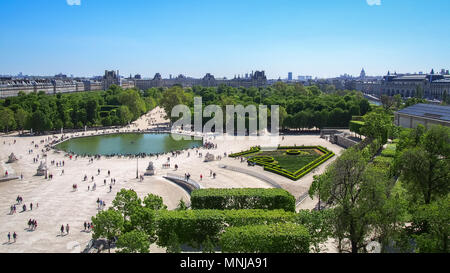 View from above on the Tuileries Garden, Paris, France in the spring sunny day Stock Photo